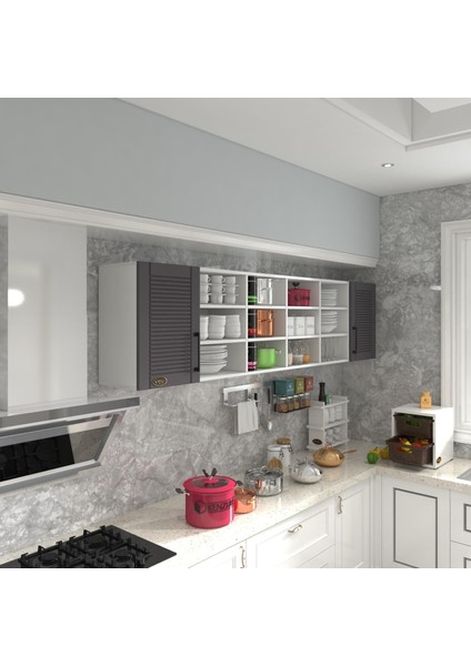 Kenzlife hazır mutfak dolabı kavun90 gri mod2 90*240*32 mebran kapak suntalam gövde