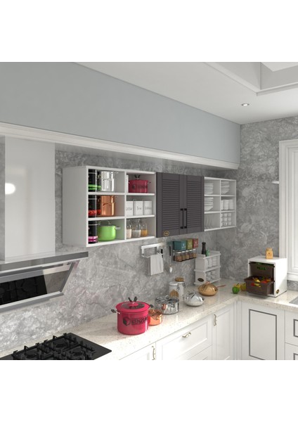 Kenzlife hazır mutfak dolabı mercimek90 gri mod2 90*240*32 mebran kapak suntalam gövde