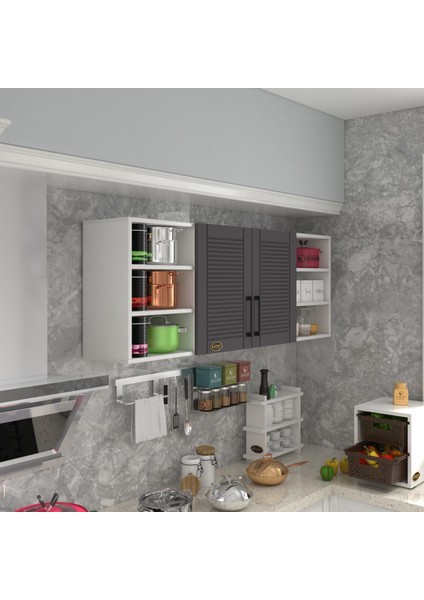 Kenzlife hazır mutfak dolabı domates90 gri mod2 90*160*32 mebran kapak suntalam gövde