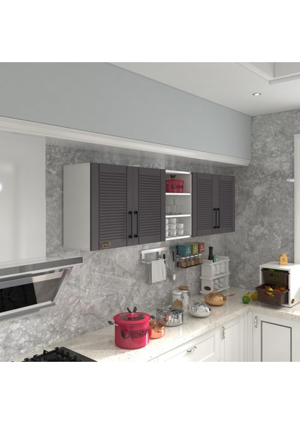 Kenzlife hazır mutfak dolabı fasulye90 gri mod2 90*200*32 mebran kapak suntalam gövde