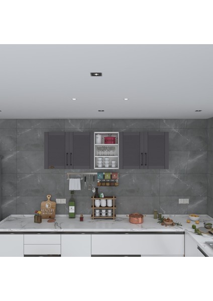 Kenzlife hazır mutfak dolabı fasulye90 gri mod2 90*200*32 mebran kapak suntalam gövde fiyatları