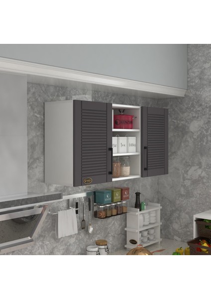 Kenzlife hazır mutfak dolabı pırasa60 gri mod2 60*120*32 mebran kapak suntalam gövde
