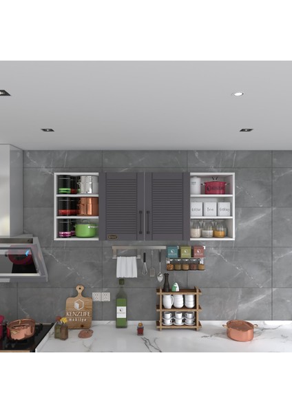 Kenzlife hazır mutfak dolabı domates60 gri mod2 60*160*32 mebran kapak suntalam gövde fiyatları