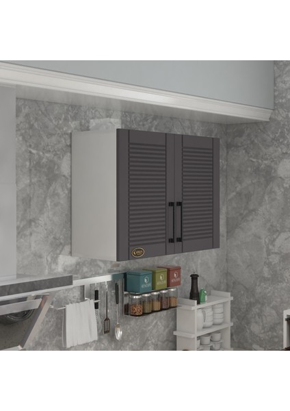 Kenzlife hazır mutfak dolabı kıvırcık60 gri mod2 60*080*32 mebran kapak suntalam gövde