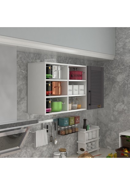 Kenzlife hazır mutfak dolabı nane90 gri mod2 90*120*32 mebran kapak suntalam gövde