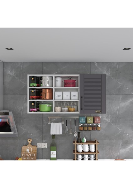 Kenzlife hazır mutfak dolabı nane90 gri mod2 90*120*32 mebran kapak suntalam gövde fiyatları