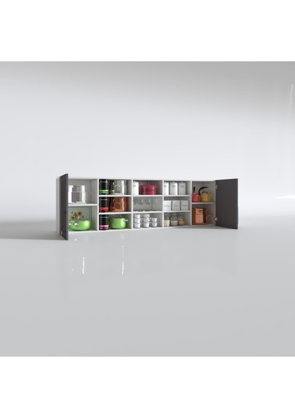 Kenzlife hazır mutfak dolabı nohut60 gri mod2 60*200*32 mebran kapak suntalam gövde