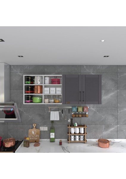 Kenzlife hazır mutfak dolabı patlıcan90 gri mod2 90*160*32 mebran kapak suntalam gövde fiyatları
