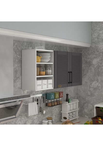 Kenzlife hazır mutfak dolabı kestane90 gri mod2 90*120*32 mebran kapak suntalam gövde
