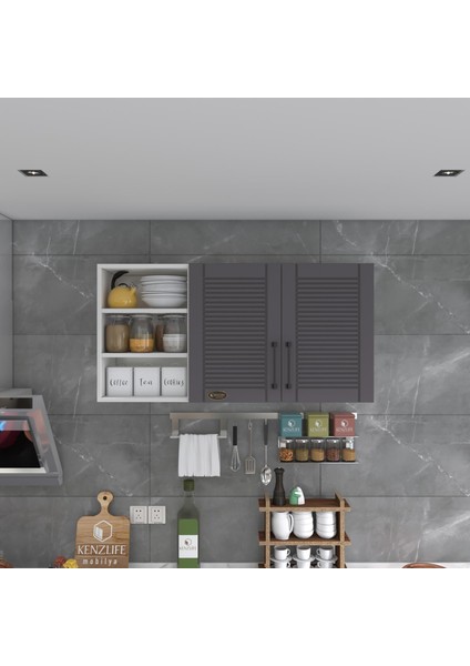 Kenzlife hazır mutfak dolabı kestane90 gri mod2 90*120*32 mebran kapak suntalam gövde fiyatları