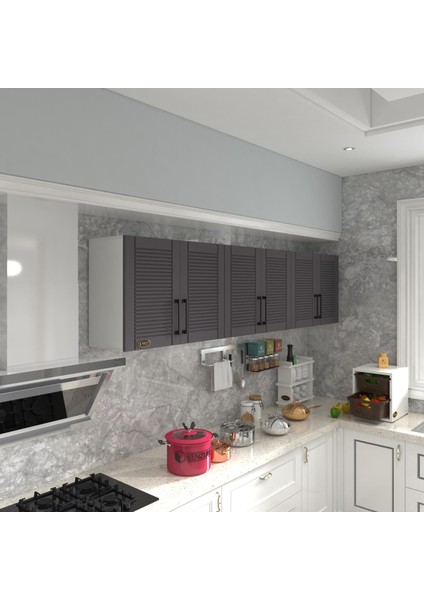 Kenzlife hazır mutfak dolabı elma60 gri mod2 60*240*32 mebran kapak suntalam gövde
