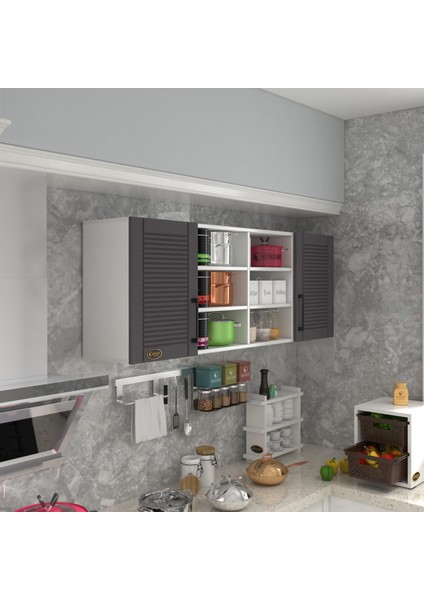 Kenzlife hazır mutfak dolabı biber60 gri mod2 60*160*32 mebran kapak suntalam gövde