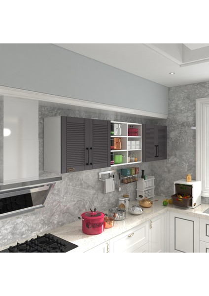 Kenzlife hazır mutfak dolabı bulgur90 gri mod2 90*240*32 mebran kapak suntalam gövde
