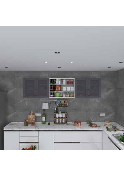 Kenzlife hazır mutfak dolabı bulgur90 gri mod2 90*240*32 mebran kapak suntalam gövde
