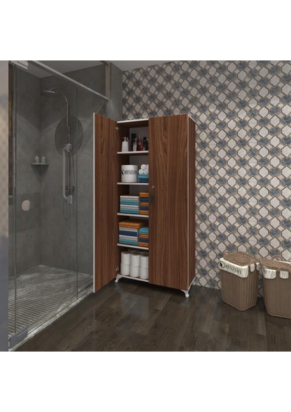 Kenzlife 2 kapılı dolap çilem 188*090*032 cvz kilitli ayaklı banyo mutfak ofis kitaplık ayakkabılık kiler
