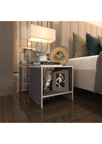 Kenzlife Komodin Hannu Gri 50 x 40 x 40 Komidin Kitaplık