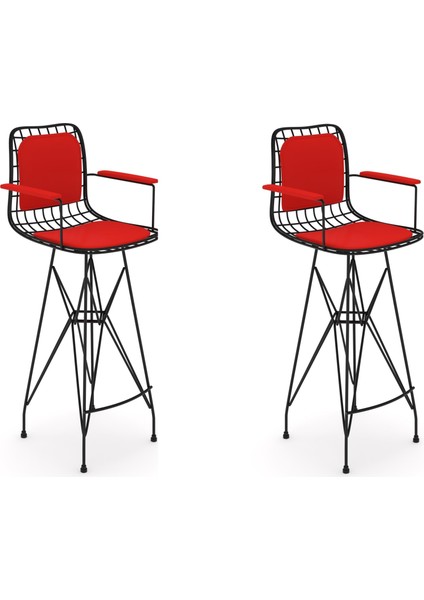 Knsz kafes tel bar sandalyesi 2 li zengin syhkrm kolçaklı sırt minderli 75 cm oturma yüksekliği ofis cafe bahçe mutfak
