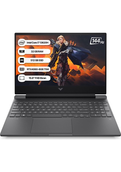 Victus B10FPEA-32 Intel Core I7 13620H 32GB 512GB SSD RTX4060-8GB Freedos 15.6" Fhd 144Hz Taşınabilir Bilgisayar