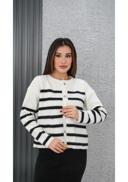 Çizgili Hırka Beyaz modelleri