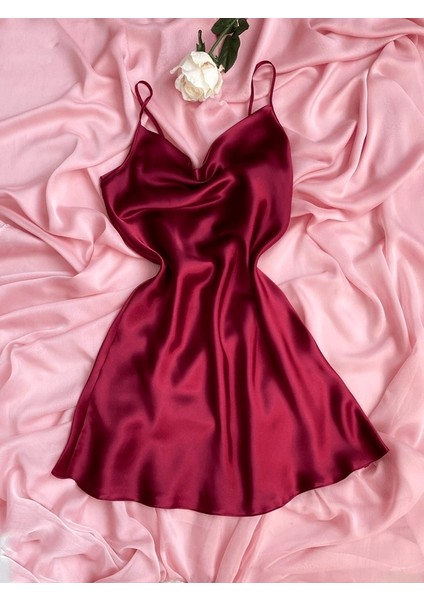 Degaje Yaka Saten Gecelik