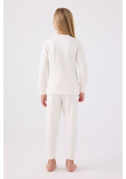 Kız Çocuk Beyaz Uzun Kol Pijama Takım indirimleri