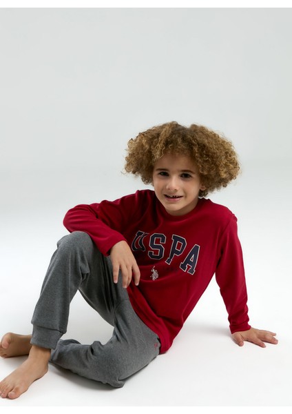 U.S. Polo Assn.. Erkek Çocuk Kırmızı Uzun Kol Pijama Takım