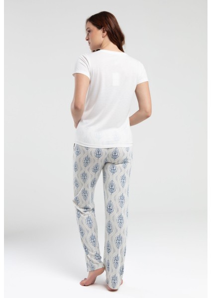Kadın Krem Lohusa Pijama Takım