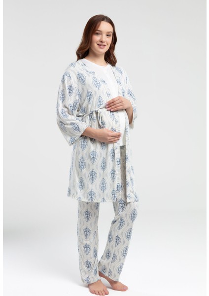 Kadın Krem Lohusa 3lü Takım modelleri