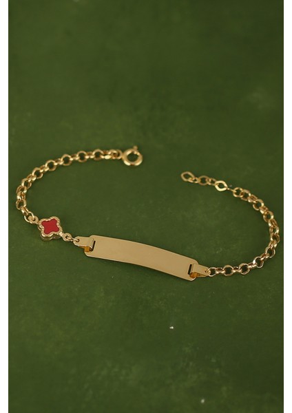 Kırmızı Yoncalı Çocuk Altın Bileklik CGKBLK0267 fiyatları