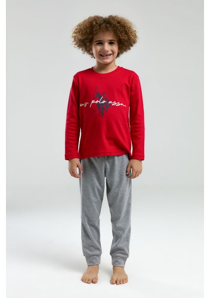 U.S. Polo Assn.. Erkek Çocuk Kırmızı Uzun Kol Pijama Takım