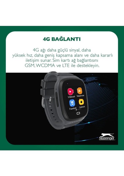 SL.09.2158.5.06 Slazenger Tiger Kids Marka Sim Kartlı Çocuk Akıllı Kol Saati Hat Takılabilir Görüntülü Arama Sesli Arama Yapılabilir Ortam Dinlemesi Yapılabilir Konum Takibi Yapılabilir Siyah Renk