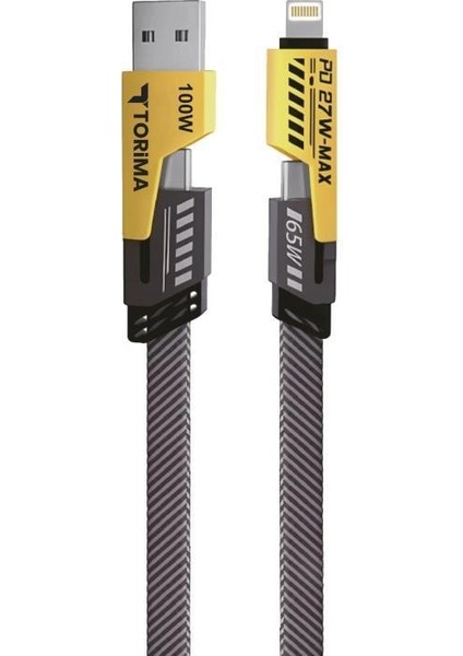 U150 4-In-1 USB , Type-C To Ligthning , Type-C 100W-65W Hızlı Şarj ve Data Kablosu