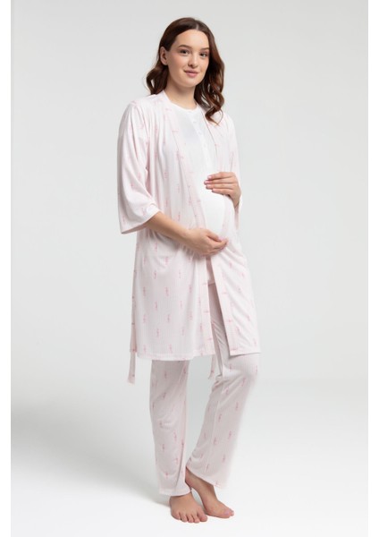 Kadın Beyaz Lohusa 3lü Takım