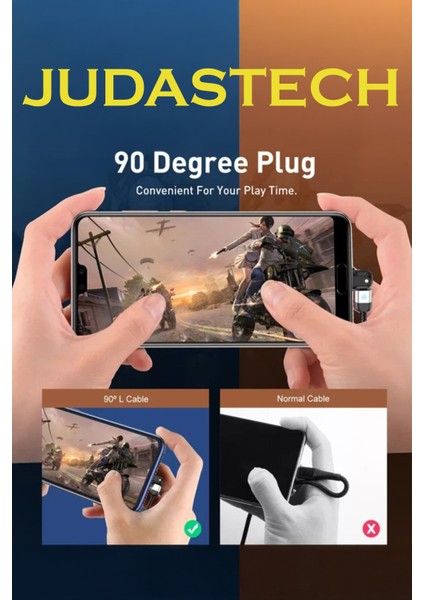 J4 Type-C 180 Derece 3A Şarj Kablosu -2mt