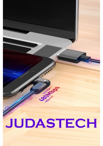 J4 Type-C 180 Derece 3A Şarj Kablosu -2mt