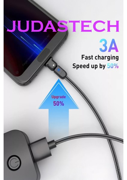 J4 Type-C 180 Derece 3A Şarj Kablosu -2mt