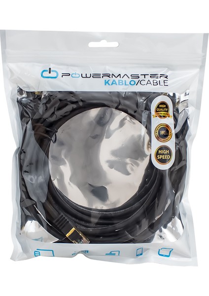 Powermaster PMCAT73 Cat7 Ethernet Kablo 5 Metre Internet Kablosu Jack Soketli Hazır Kablo