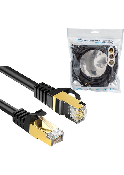 Powermaster PMCAT73 Cat7 Ethernet Kablo 5 Metre Internet Kablosu Jack Soketli Hazır Kablo