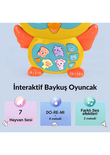 Işıklı Müzikli Bebek Aktivite Oyuncağı Piyano Sevimli Baykuş Müzikli Eğitici Oyuncak