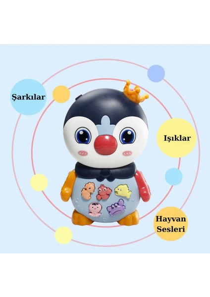 Işıklı Müzikli Bebek Aktivite Oyuncağı Piyano Sevimli Penguen Müzikli Eğitici Oyuncak