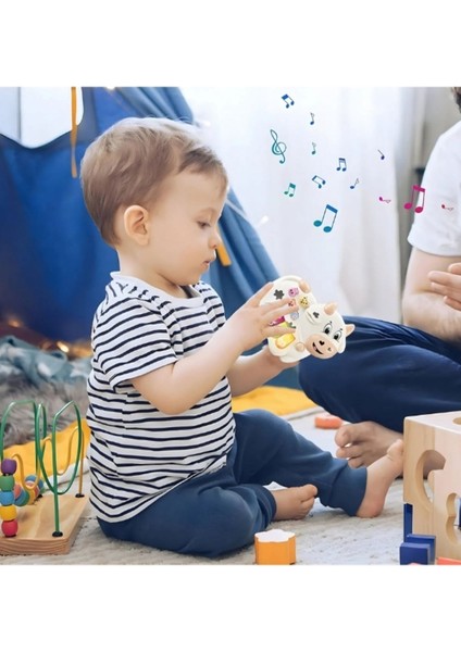 Işıklı Sesli Müzikli Sevimli Inek Bebek Piyanosu Eğitici Piyano Oyuncak