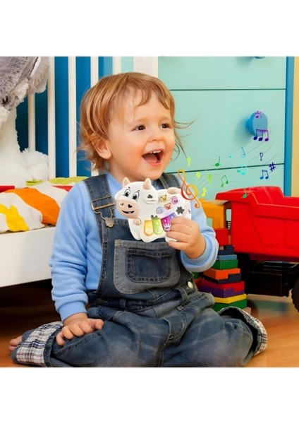 Işıklı Sesli Müzikli Sevimli Inek Bebek Piyanosu Eğitici Piyano Oyuncak