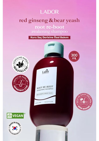 Besleyici Kırmızı Ginseng Saç Bakım Şampuanı Lador Root Re-Boot Red Ginseng Beer