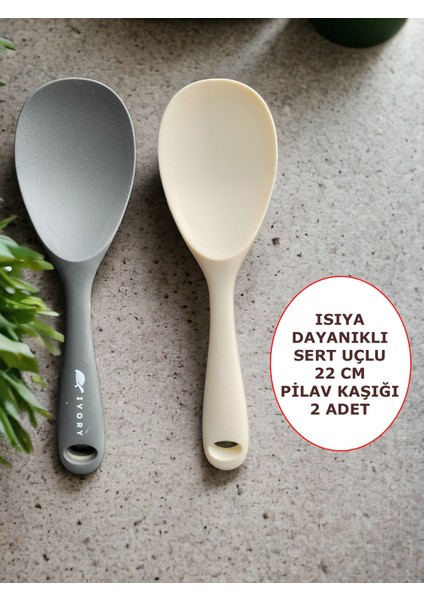 Sert Uçlu Isıya Dayanıklı Yanmaz Yapışmaz Silikon Kaşık 2'li 22 cm