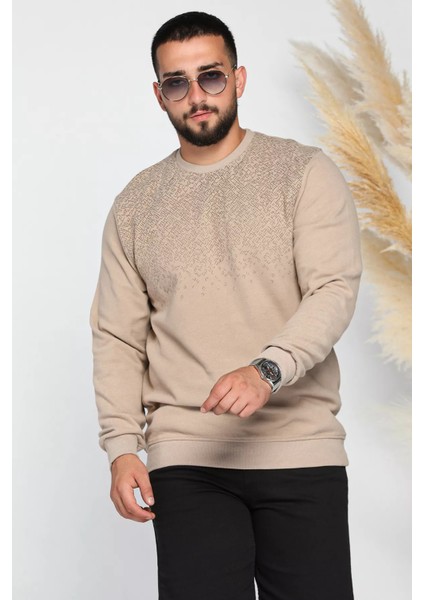 Erkek Kendinden Desenli Selanik Sweatshirt