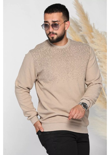 Erkek Kendinden Desenli Selanik Sweatshirt