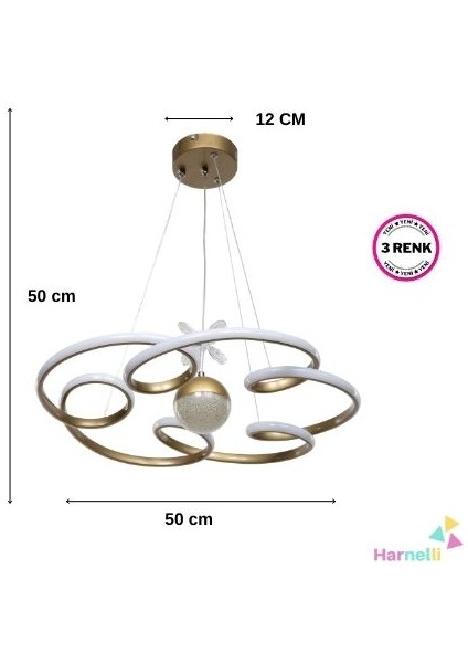 3 Renk Yanabilen Şeker Top Aksesuarlı Modern Ledli Avize