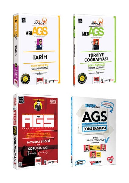 2025 MEB - AGS Tarih - Türkiye Coğrafyası - Anayasa Soru Bankası Seti 4 Kitap