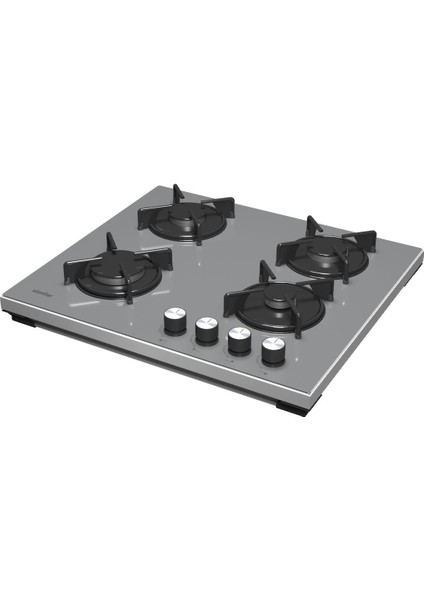 T3049N 4g Gri Set Üstü Emaye Izgara Cam Ocak
