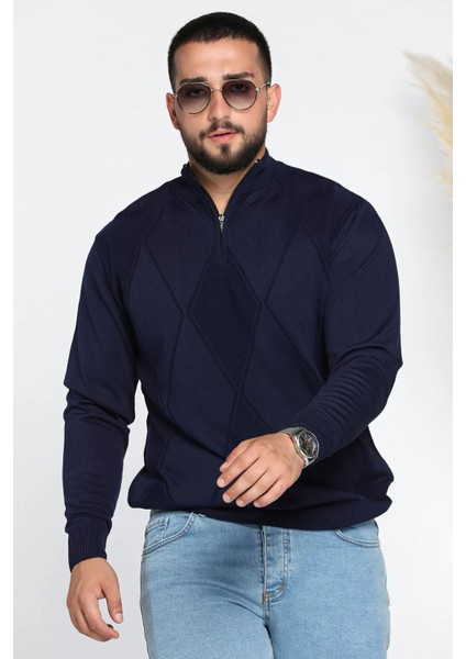 Erkek Yarım Balıkçı Fermuarlı Desenli Triko Kazak fiyatları